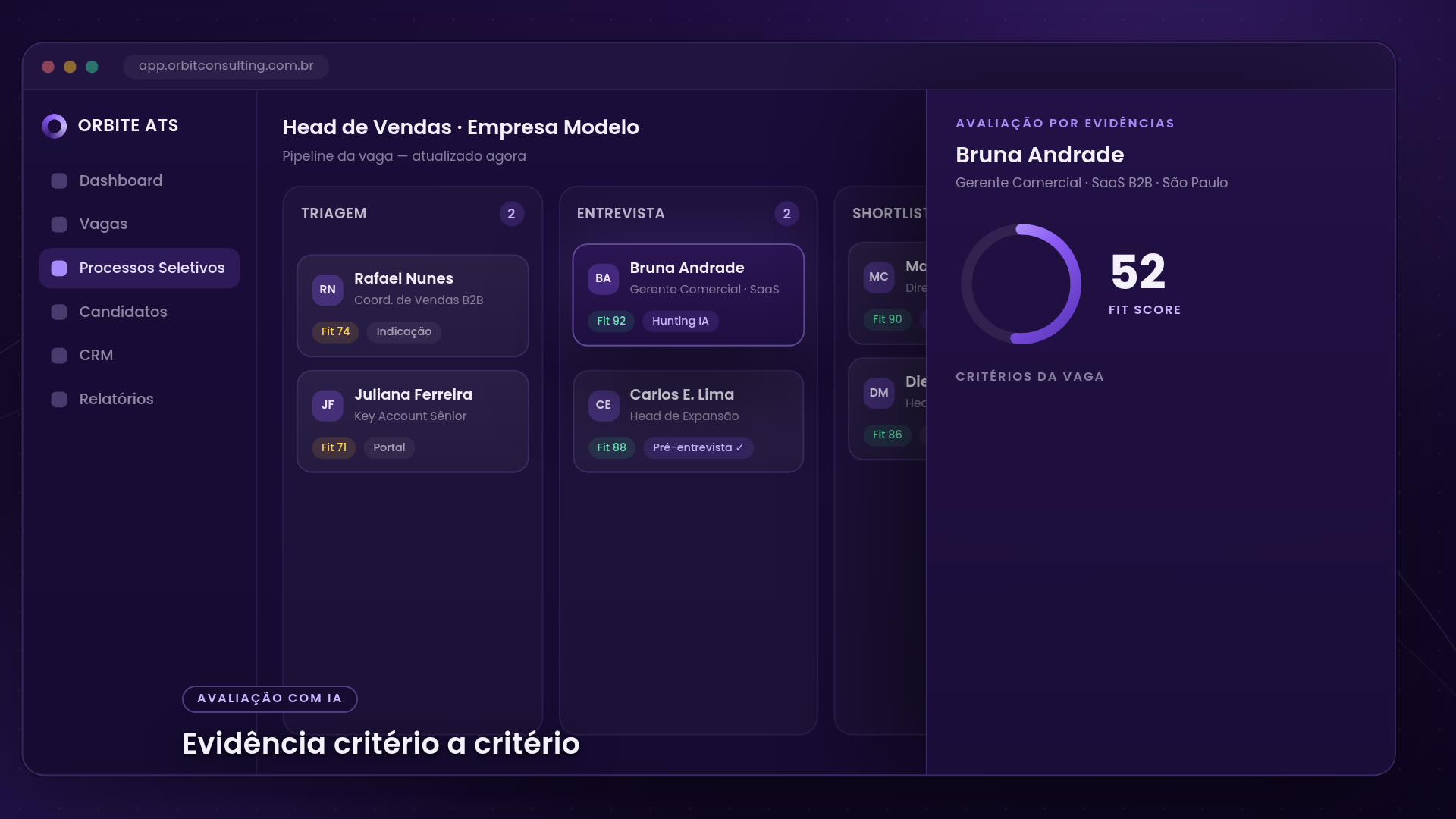 Prévia da demonstração da Orbite ATS